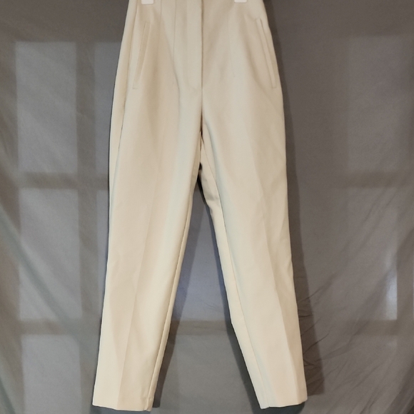 Zara High Waisted Cream Trendy Slacks - Picture 1 of 7